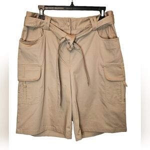 [Urban Haggar] Women's Cargo/ Bermuda Shorts with Tie Belt Sand Colour Womens 14